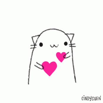 Super Cute Heart Kitty Illustration Valentine Animated Gif