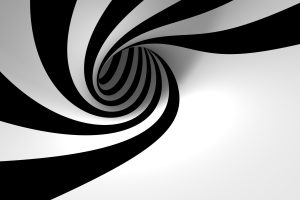 3D View Abstract Black And White Minimalistic Hole Spiral Zebra Stripes High Resolution iPhone Photograph
