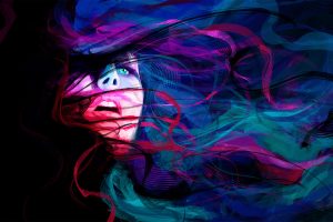 Abstract Girl Face Eyes Lines Psychedelic Women Females Colors Mood Emotion Colorful Photograph Free Get