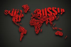 Abstract Red Text Cgi Typography World Map