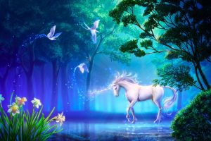 Fantasy Unicorn Horse Tree Magic Art Flower Neat Image For Free