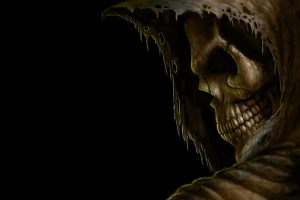 Grim Reaper Death Dark Skull Hood Eyes Evil Scary Spooky Creepy Teeth Black Halloween Neat Image For Free