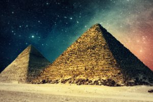 Landscapes Egypt Digital Art Pyramids Night Sky