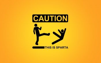 Minimalistic Sparta Signs Funny Warning Caution Stick Figures Simple Yellow