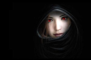 Women Dark Mouth Red Eyes Artwork Noses Hooded Witches Black